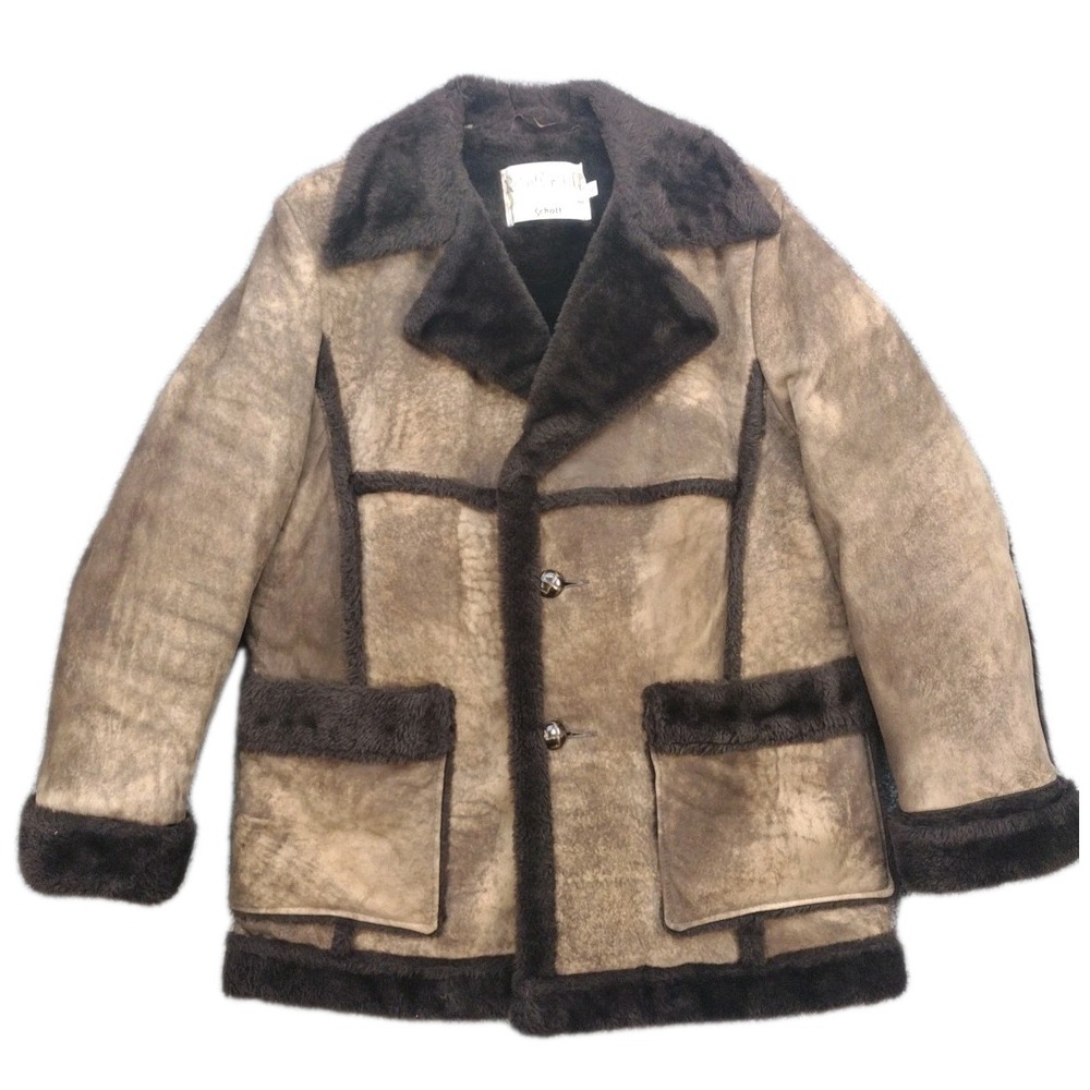 Vintage SCHOTT NYC Rancher SHEARLING leather coat 40 brown RANCHER western 70's